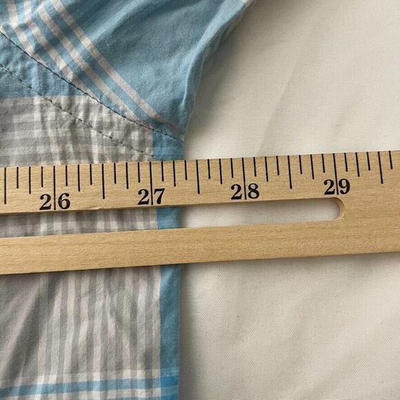 Marithe Francois Girbaud Blue Plaid Print Button Long Sleeve Shirt 4XL Men - Picture 7 of 8